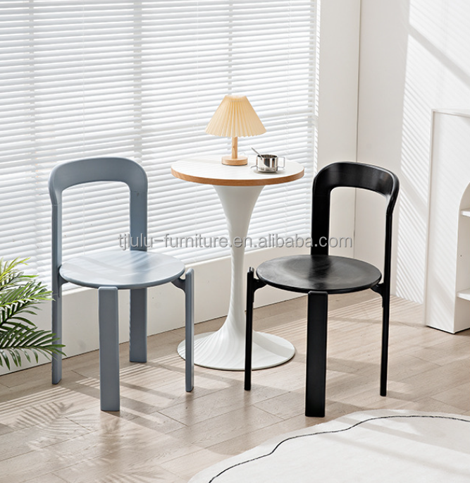 Customized Designs Nordic Solid Wood Dining Chair with Stackable Design and Lacquered Finish