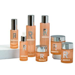 China Wholesale Multiple Capacities Silver Plated Logo Customized Transparent Glass Lotion Pump Bottle Jar Cosmetics Package Set factory
