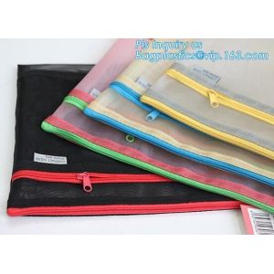 promotion pvc binder file A4 mesh zipper waterproof bag from professional