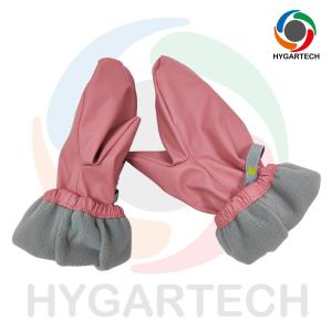 China Warm And Unisex PU &amp; Polyester Waterproof Windproof Lined Pink Skiing Gloves factory