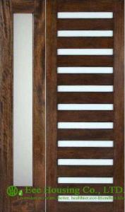 China Prehung solid Timber Entry door with frosted glass, PU painted factory