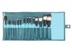 Cosmetic Green Professional 15 Piece Makeup Brush Set Wih Synthetic Hair