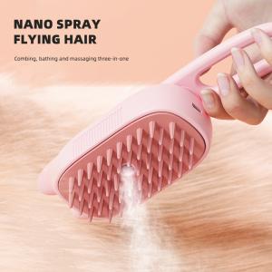 China Pet Grooming Brush Cats Long Handle Electric USB Water Spray Steam Comb Dog Hair Cleaner factory