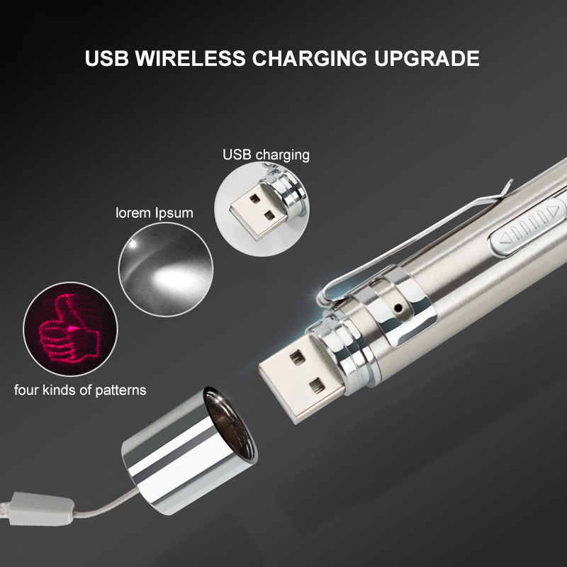 0.185wh USB Charging Cat Laser Pen Toy With Steel Tube