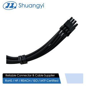 China 8 Pin PCIe power connector cable, sleeved PSU extension wire harness, electrical signal terminals customization for server GPU transmission male to female power connector applications on sale