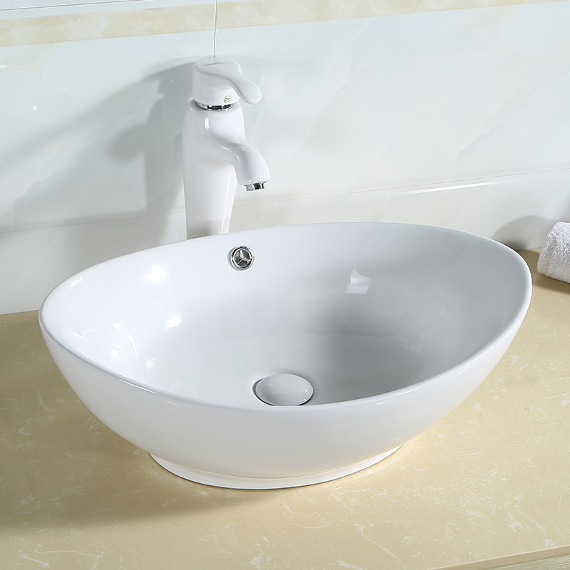 Oval Counter Top Bathroom Sink With Overflow 500mm 550mm