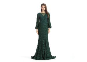 China Army Green Long Sleeve European Style Evening Dresses For Beautiful Girls And Woman factory