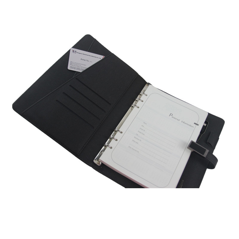 PU Leather Business Wireless Charging Notebook With USB Drive Power Bank