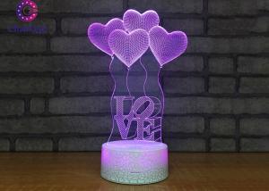 China Heart Shape RGB 3D LED Illusion Lamps Acrylic And ABS Material For Birthday Gifts factory