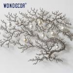 Weather Resistance Contemporary Metal Wall Sculptures Art Coral Pearl