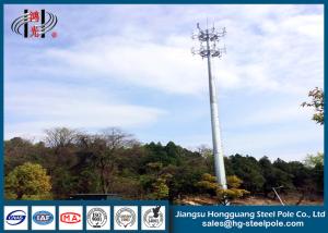 China Telecommunication Monopole Towers Outter Climbing Rung Two Platforms factory