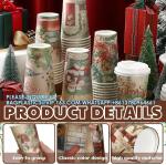 Christmas Paper Coffee Cups With Sleeves Lids 12 Oz Xmas Disposable Party Cup
