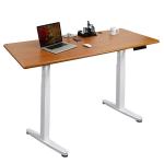 Height Adjustable Metal Column Coffee Table for Dual Motor Electric Brown