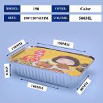 190*110*45MM Food Packaging Pan Food 500ML Box Trays With Lid Aluminium