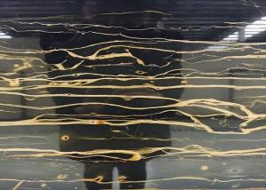 China Gold Veins Black Marble Kitchen Floor Tiles Polished Surface Finishing factory