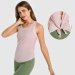 Skin Friendly Ladies Yoga Tops Butterfly Straps Sexy Back Tank Top Nude Feel