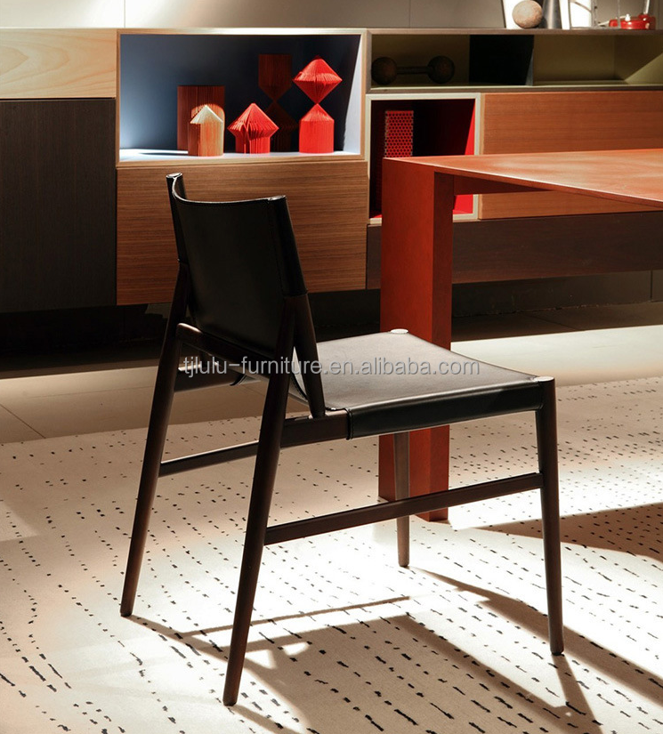 Wood Dining Chair Italian Classic Luxury Modern Cafe Chair Black/Brown Style Living PU Leather Living Room Furniture