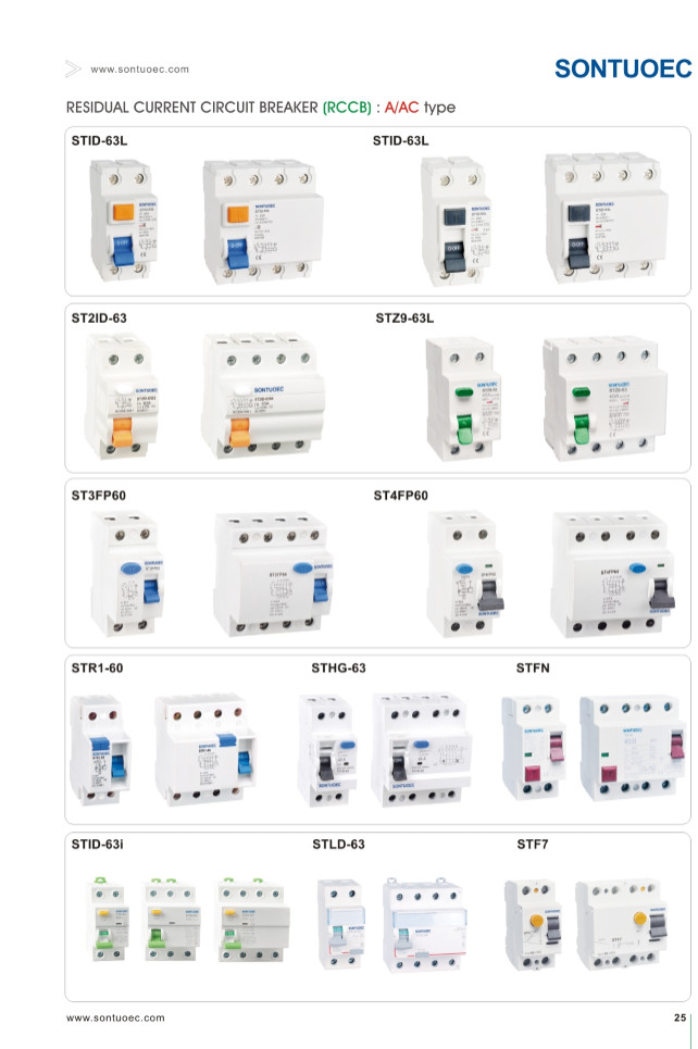 Sontuoec 6KA RCCB Circuit Breaker 2P 400V AC 16A Electrical Type