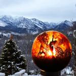 600mm Garden Fire Ball Sphere Corten Steel wood burning Outdoor Fire Pits