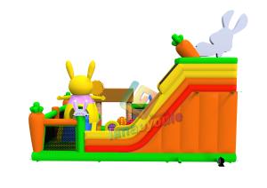 China Rabbit Cartoon Inflatable Play Park 0.45-0.55mm Plato PVC Material factory