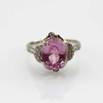 White Gold Plated Solid Silver 8mmx10mm Oval Red Cubic Zircon Ring(R169)