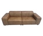 1-2-3 Seat Vintage Brown Leather Flange Welt Sofa Living Room Couch