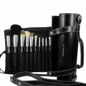 China newly hot sale 16pcs make up brush cosmetics make up brush black color with a role case factory