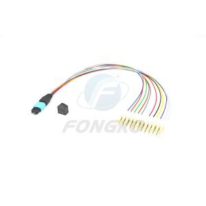 China 12 Fiber MPO LC Fanout Cable OM3 To 0.9mm MM Fiber Optic Patch Cord factory