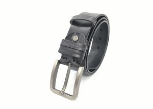 China BRACHI Single Prong Buckle Mens Casual Leather Belt / Jeans Black Belt factory