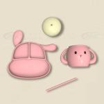 MHC Cartoon Animal Silicone Baby Feeding Set Plate for Kids Travel Nursing 500