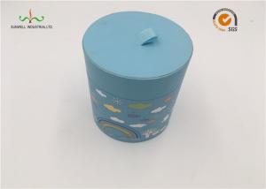 China Customized Cardboard Cylinder Tubes Flat Edge With Handmade Light Blue Round Paper Box factory
