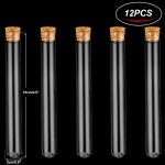 Scientific Experiments 12Pcs 20x150mm Glass Test Tubes With Cork Stoppers 1 Rack