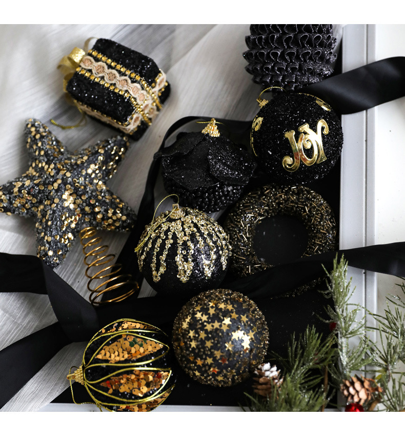 Christmas Foam Ball Classic Black Gold Series Christmas Tree Pendant Decoration