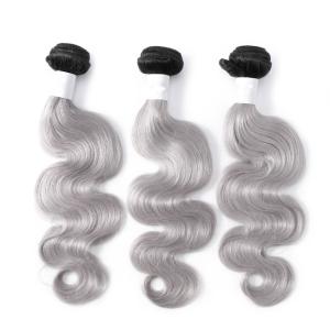 China Bouncy 1B / Grey Ombre Hair Extensions 100 Real Human Hair For Women factory