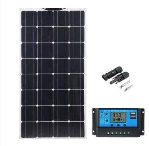 China Waterproof Flexiable Solar Panel 100W 12V Monocrystalline With Charge Controller factory