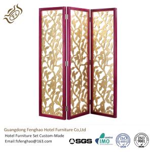 China Aluminum Folding Partition Screens Hinges Solid Wood 3 Panel Room Divider factory
