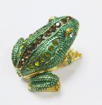 New design reinstone enamel Jiraffe frog pewter jewelry box metal pewter frog