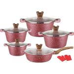 Kitchen 12pcs Aluminum Non Stick Cookware Set With Wooden Handle