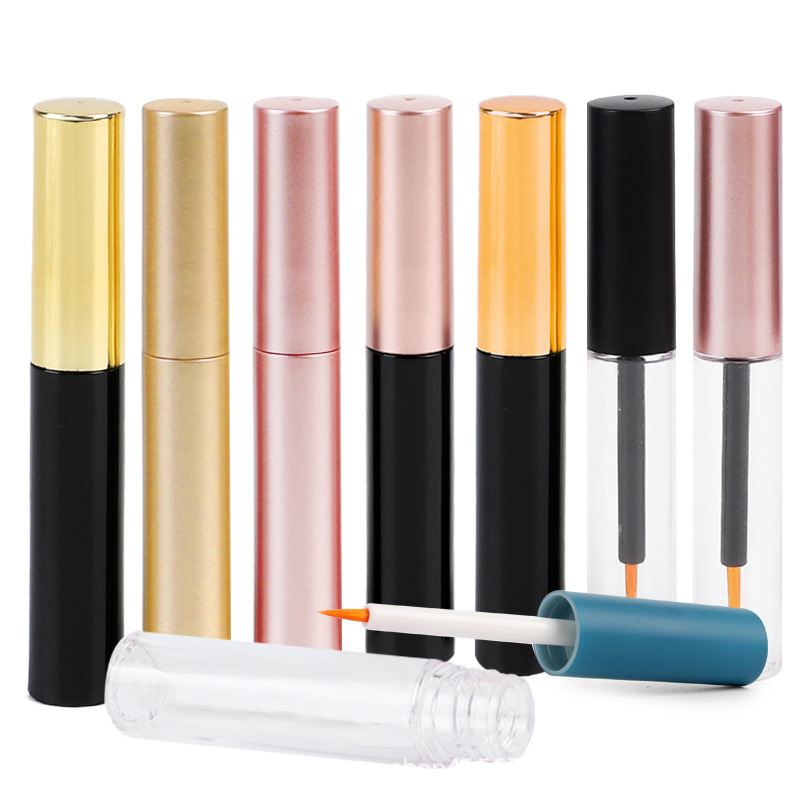 Acceptable OEM/ODM 10ml Customized Empty Rose Gold Eyelash Growth Serum Plastic PETG Bottle with Eyelashes Brush and Tube