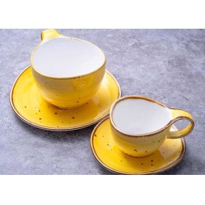 China Afternoon Tea 90cc Ceramic Mug Cup And Saucers Hand Painted on sale
