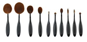 China 10 Pieces Tooth Shapes Travel Makeup Brush Set With Nylon Hair factory