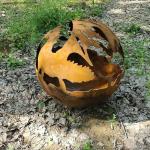 Diameter 800mm Corten Fire Pit Outdoor Thickness 6mm Wood Burning Fire Sphere