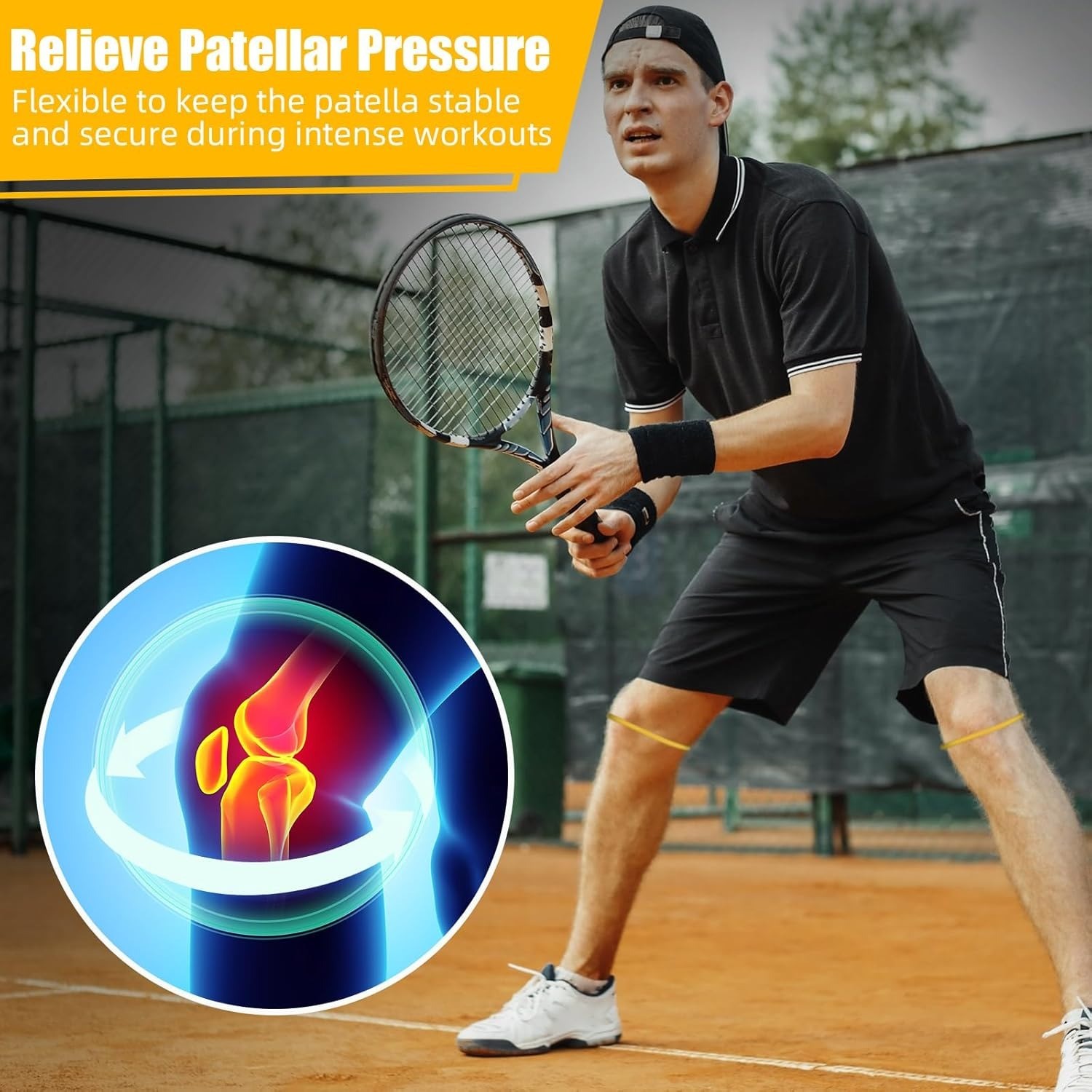 2pcs Silicone Patellar Tendon Knee Strap Knee Band For Knee Pain Relief Patella Band For Basketball Running Sports Breathable Patellar Tendon Support