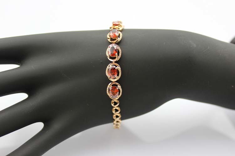 Rose Gold Plated 925 Silver Created Garnet Cubic Zircon Link Women Tennis Bracelet(H09)
