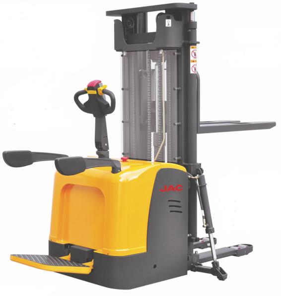 Stand On Electric Stacker Truck , Electric Lift Pallet Stacker Low Noise