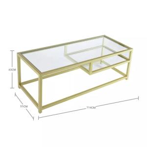 China Retro Tempered Glass Table Metal Legs Home Furniture Rectangle Shape factory