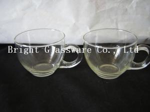 China glass ice cream cup with handle, Ice Cream Bowls, glass tea set in hotel factory