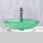 Transparent Green Glass Vessel Basins Cabinet Sink For Bathroom Decoration