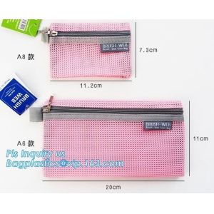 China promotional zipper bag mesh file bags organizer, eco-friendly PVC A4 mesh material case file document bag, Nylon mesh do factory
