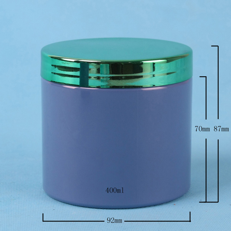 Electroplating Blue PET Body Milk Hair Conditioner Jar 400ml